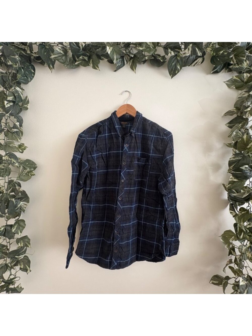 Outpost Makers Front Button Long Sleeve Shirt Plaid Blue Men’s Size L